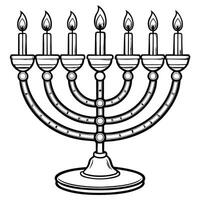 Fun and Easy Hanukkah Menorah Coloring Page for Children vector