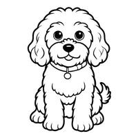 Cartoon Illustration of a Colored Goldendoodle Dog with a Friendly Expression vector