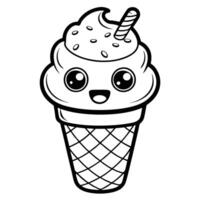 Printable Ice Cream Cone Coloring Page for Kids to Enhance Creativity and Imagination vector