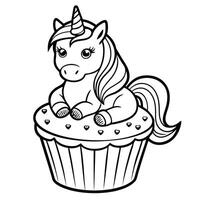 Adorable Dot to Dot Unicorn Sitting Gracefully on a Cupcake vector