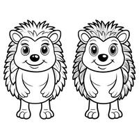 Fun Farm Animal Activity Spot the Differences with Hedgehogs Coloring Page with 3 Challenges Included vector