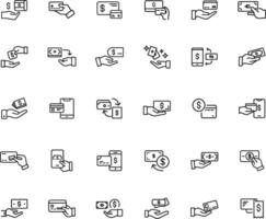 Payments - thin line icon set. Pixel perfect. Editable stroke. vector