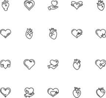 Charity icon set. Collection of donate, volunteer, care and more. Editable stroke. vector