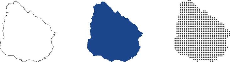 Uruguay map detailed in outline, blue color, dotted style vector