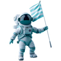 3D Astronaut Floating in Zero Gravity with Flag png