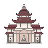 A buddhist temple with a pagoda on top vector