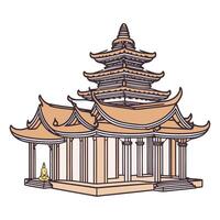 Pagoda Cartoon 2D ancient vector