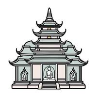 A buddhist temple with a buddha statue vector