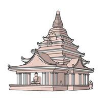 A drawing of a buddhist temple vector