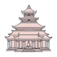 A drawing of a buddhist temple vector