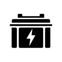 A black and white icon of a car battery png