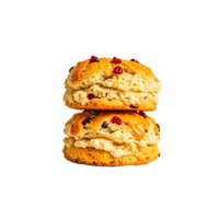 Two scones with cranberries on top of each other png