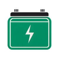 A green car battery with a lightning bolt on it png