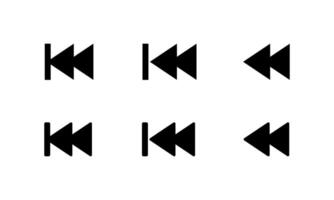 Rewind icon of media player element. Backtrack sign symbol vector