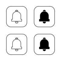 Notification bell icon set on square line vector