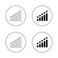 Increase bar chart icon on circle line. Statistic sign symbol vector