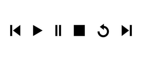 Previous, play, pause, stop, repeat, and next track icon. Media player control button vector