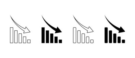 Decrease bar chart icon in generic style. Statistic sign symbol vector