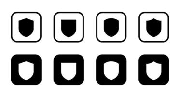 Shield guard icon set on black square. Defense, security sign symbol vector