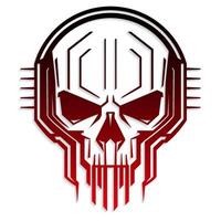 cyber skull circuit board color logo symbol vector