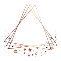 Triangle frame with gold stars and confetti png