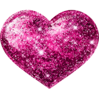 Sparkling Pink Heart with Glittery Decorative Aesthetic png