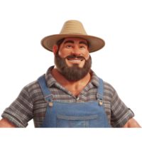 Smiling Farmer in Blue Overalls with a Friendly and Rustic Vibe png
