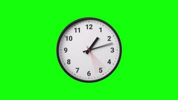 Clock Timelapse Greenscreen Alpha Loop. Fast movement of clock hands motion blur. Black and White Analog Wall Clock Isolated. Time Passing Fast. 12 Hours Classic Clock Timelapse video