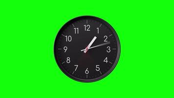 Clock Timelapse Greenscreen Alpha Loop. Fast movement of clock hands motion blur. Black Analog Wall Clock Isolated. Time Passing Fast. 12 Hours Classic Clock Timelapse video