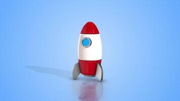 3D Rocket Animation on a Reflective Floor. Rocket Launcher 3D. Space. 4K video