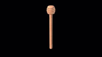 Honey Dipper Rotating on a Transparent Background. Seamless Loop. Drizzler. 4K video