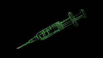Neon frame effect, Syringe Represents vaccinations or injections on black background video