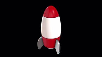 3D Rocket Icon Rotating on a Transparent Background. Seamless Loop. Space. 4K video