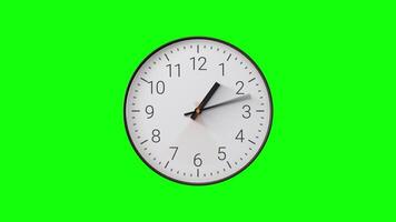 Clock Timelapse Greenscreen Alpha Loop. Fast movement of clock hands motion blur. Black and White Analog Wall Clock Isolated. Time Passing Fast. 12 Hours Classic Clock Time-lapse video