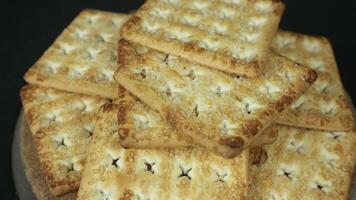 close up rotating of dry biscuits cookies video