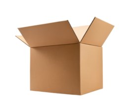 open cardboard box at the side closeup on transparent background png