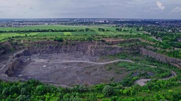 Open pit mine coal mining, dumpers, quarrying extractive industry work video