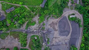 Open pit mine coal mining, dumpers, quarrying extractive industry work video