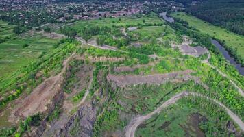 Dumpers and machines are working in the quarry mine video