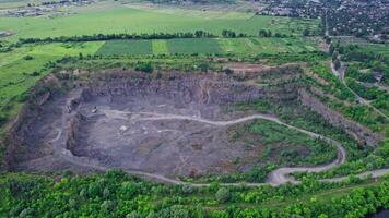 Aerial view of an open mine pit video