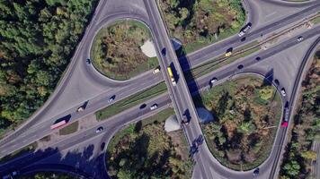 Aerial drone view of highway multi-level junction road video