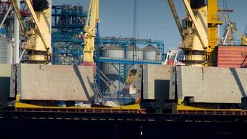 Modern container ship on an container terminal video