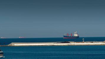 Shipping container terminal, modern harbor and global trade background video