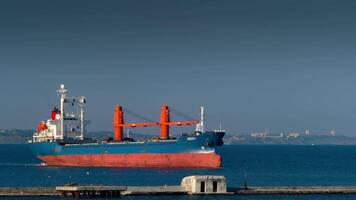 Modern container ship on an container terminal video