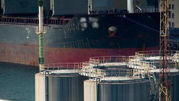 Modern container ship on terminal video
