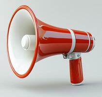 A colorful megaphone positioned on a white background for announcements and promotions photo