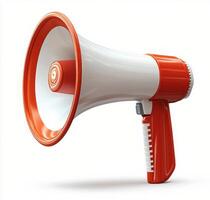 A colorful megaphone positioned on a white background for announcements and promotions photo