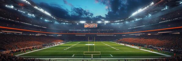 Spectacular twilight view of a packed stadium during a live sporting event in the city photo