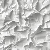 Crumpled white paper highlighting texture and folds in a minimalistic design concept photo