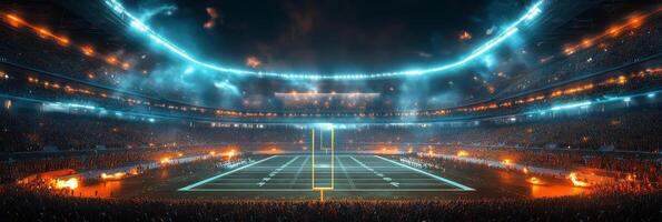 Spectacular twilight view of a packed stadium during a live sporting event in the city photo